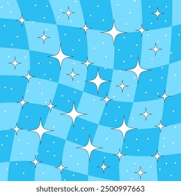 Background with a blue chess board with stars