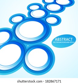 Background with blue circles and rings. Abstract illustration.
