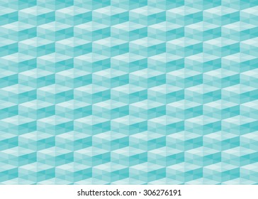 Background of blue color, volume transparent cubes