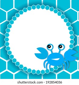 Background with blue crab, vector illustration