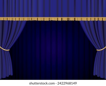 background of blue curtain and stage