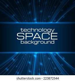 Background with blue flares and space for your text. Vector illustration. 