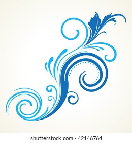 background with blue floral pattern, vector illustration