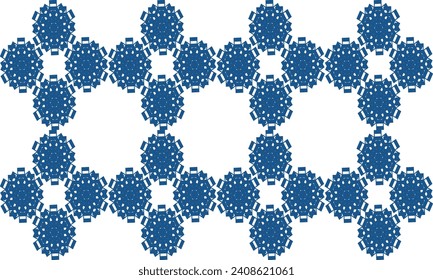 background with blue flowers, pattern with hexagons flowers, two tone blue color star flower simple structure and bright retro flower design for fabric print or t-shirt paint, flower net
