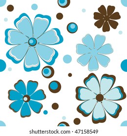 Background with blue flowers. Vector Illustration