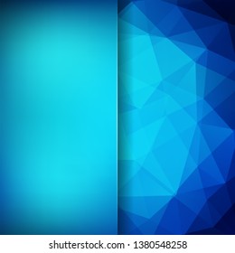 Background of blue geometric shapes. Blur background with glass. Mosaic pattern. Vector EPS 10. Vector illustration