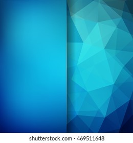 Background of blue geometric  shapes. Blur background with glass. Mosaic pattern. Vector EPS 10. Vector illustration.