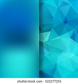 Background of blue  geometric shapes. Blur background with glass. Colorful mosaic pattern.  Vector EPS 10. Vector illustration