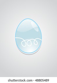 background with blue glossy easter egg, vector illustration