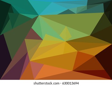 ?bstract background with the blue green brown and ?rang triangles with reflections / abstract background with colored triangles