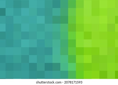 Background of blue and green squares connected vertically. Geometric texture. Blue-green backdrop of squares. Vector blue-green texture of pixels, space for your design or text