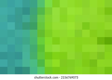 Background of blue and green squares connected vertically. Geometric texture. Blue-green backdrop. Vector blue-green texture of pixels, space for your design or text