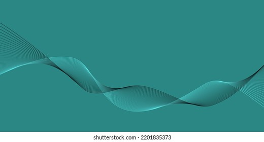 Background Blue Green Turquoise wave lines Flowing waves design Abstract digital equalizer sound wave Flow. Line Vector illustration for tech futuristic innovation concept background Graphic design