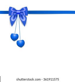 Background with blue hearts and bow