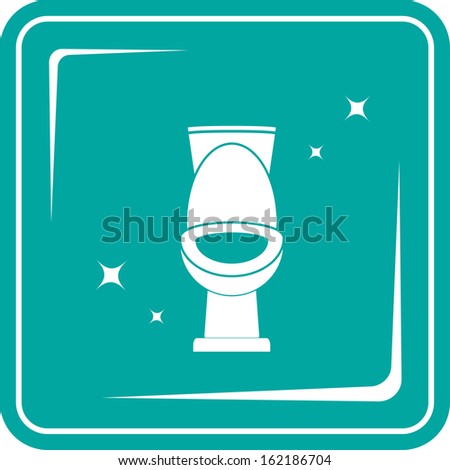 background with blue icon with shiny white toilet