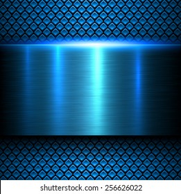 Background blue metal texture, vector illustration.