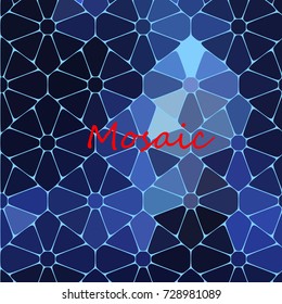 Background blue mosaic, abstract.