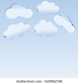 Background Blue paper with clouds gradients for valentine day, love, and cards
