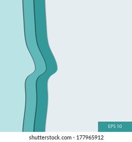 Background. Blue paper profile with realistic shadows. Vector.