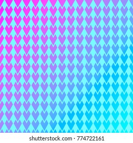 Background of blue and pink geometric hearts