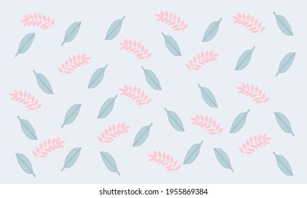 Background with blue and pink leaf pattern.