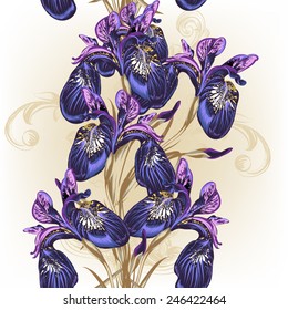 Background with blue and purple irises for design