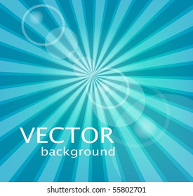 Background with blue rays, vector