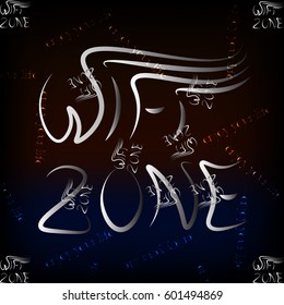 Background blue to red color with white color inscription wifi zone like hair - vector illustration