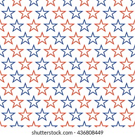 Background of blue and red stars contours alternately side by side and beneath each other diagonally on a white background