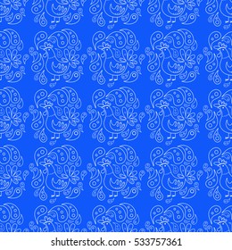 Background blue, roosters, rooster year