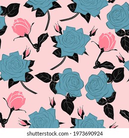 Background of blue roses. Floral Pattern