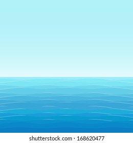 background: blue sea with small waves and the sky
