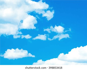Background with blue sky and clouds. Vector.