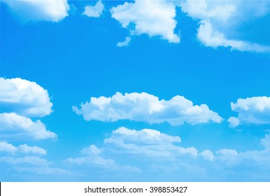 Background with blue sky and clouds. Vector.