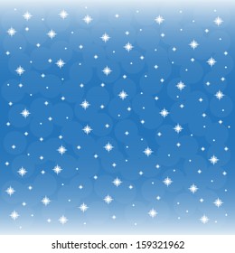 background - blue sky with snowflakes