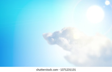 Background with blue sky, sun and cloud. Empty place for your text
