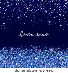 Background with blue sparkles. Vector background with falling blue sequins.