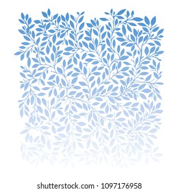 Background of blue twigs with leaves. Vector