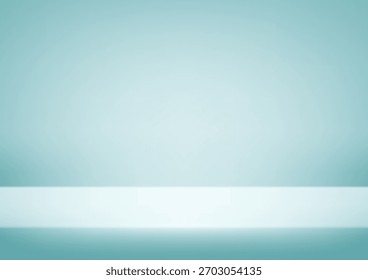 Quarto de Estúdio de Parede Azul com Luz. Espaço para a venda de produtos no site. Modelo de maquete para exibição de produto. Ilustração vetorial.
