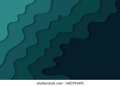 Background with blue waves. Abstract wavy blue paper background.