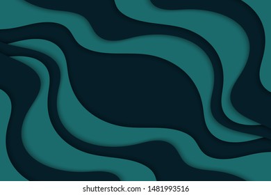 Background with blue waves. Abstract wavy blue paper background.