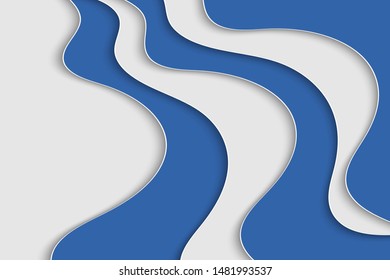 Background with blue waves. Abstract wavy blue paper background.
