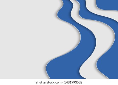 Background with blue waves. Abstract wavy blue paper background.