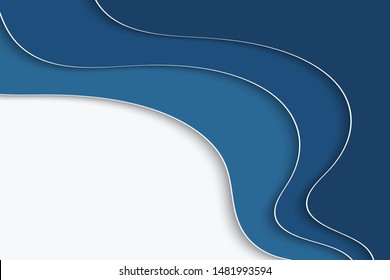 Background with blue waves. Abstract wavy blue paper background.
