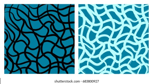 Background blue wavy strokes. Hand drawn lines. Vector