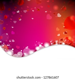 Background From Blur And Hearts With Gradient Mesh, Vector Illustration