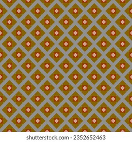 background of boards with repeating square shapes painted bright colors brown gray red. Ethnic wallpaper. Seamless surface pattern design with diamonds ornament. Digital paper for textile print