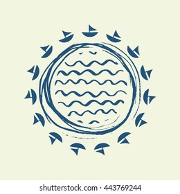 Background with boats. Vector illustration.