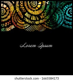 Background with boho patterns. mixed media. Vector illustration