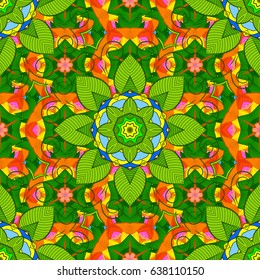 Background. Boho style flower seamless pattern. Vector Mandala. Tiled mandala design, best for print fabric or papper and more.